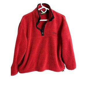 Cabela's Womens Size Medium Red Polartec 1/4 Snap Fleece Jacket
